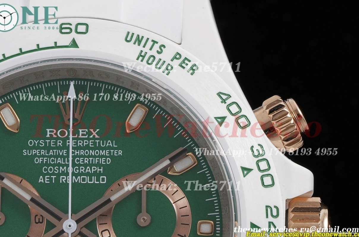 Daytona 40mm Rolex Green Dial SA4130 Cer Cer - AET AETF 0511